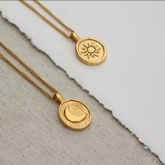 Starburst - Sun & Moon 18K Gold Pendants