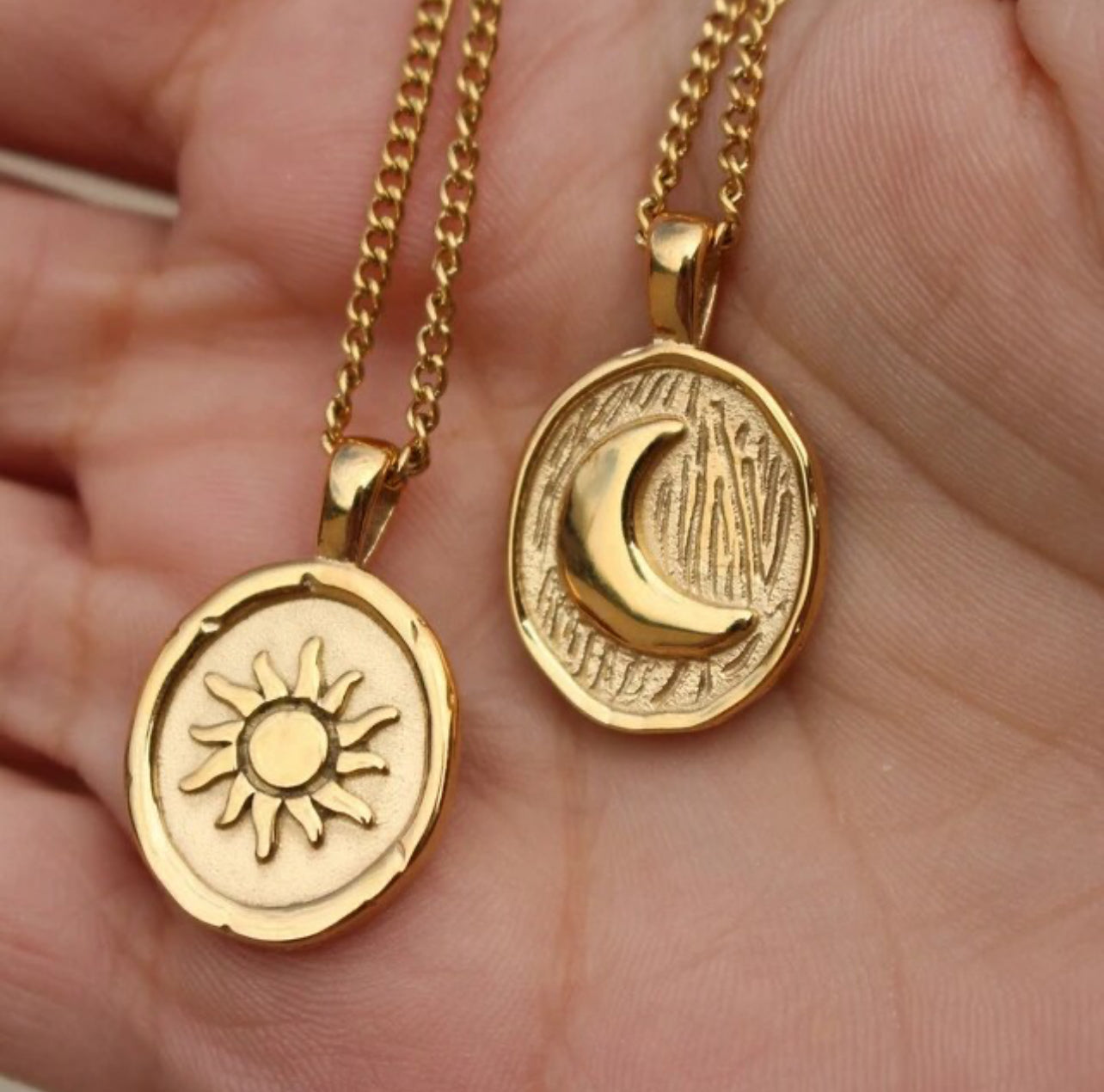 Starburst - Sun & Moon 18K Gold Pendants